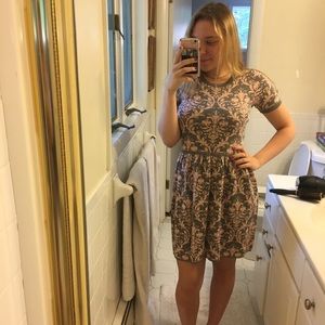 Pink and Grey Damask Shortsleeve Sweater Dress NWT